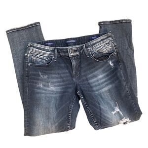 Vigoss Jagger Skinny Jeans Black Distressed Women’s Sz 28 x 27 Medium Wash